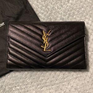 Saint Laurent Monogram Quilted Leather Chain Wallet